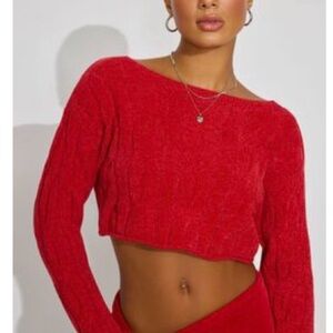 Garage Off-the-Shoulder Red Sweater